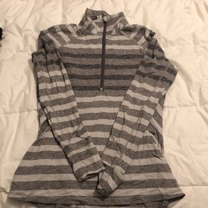Grey striped 3/4 lululemon zip up